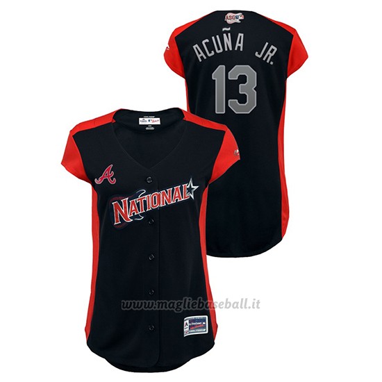 Maglia Baseball Donna Atlanta Atlanta Braves 2019 All Star Game Workout National League Ronald Acuna Jr. Blu